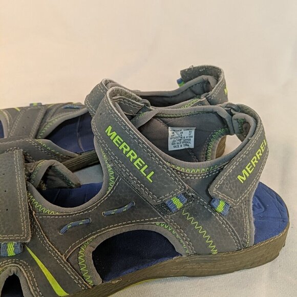 Merrell Panther Sandals Grey Blue Green 6M 8W Leather Hook Loop MY53337 Sport - Picture 3 of 12